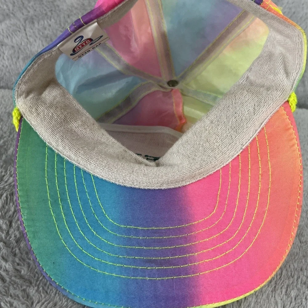 Vintage Otto Cap Accel Rainbow Nylon Rope Hat Multicolor Snapback Retro 80s Cap